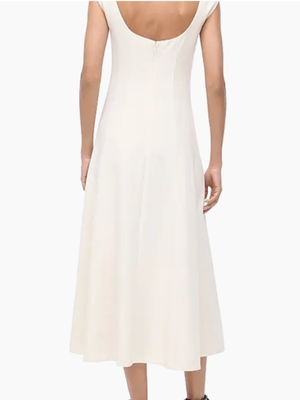 STAUD Charlotte Dress in Ecru Cream Scoop Neck A-Line Women's Size 8 - Picture 2 of 6